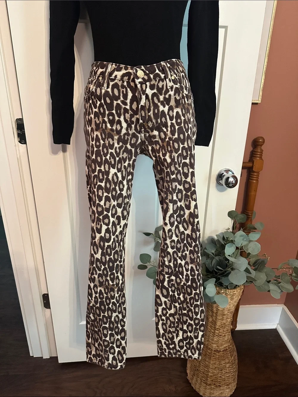 Kate Spade Broome Street Autumn Leopard Print Skinny Crop ankle 28 jeans